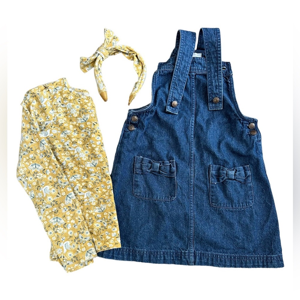 Girls jean jumper dress set